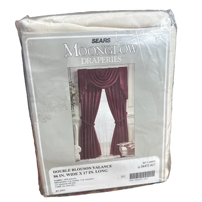 NEW Sears Moonglow Draperies Double Blouson Valance 86x17” USA MADE Cream Cameo - Image 1 of 4
