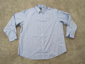 Jos A Bank Button Up Shirt Mens 17 1/2 Blue Traveler's Collection Preppy Casual - Picture 1 of 8