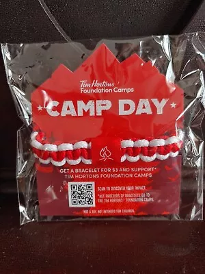 Pulsera Tim Hortons Promo Campamento Día Ajustable Rojo 2023 Café Senderismo Foto 1 de 2