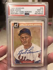 1983 Donruss Bob Lemon Hall Of Fame Heroes PSA 9 Auto 10 Pop 1 sp