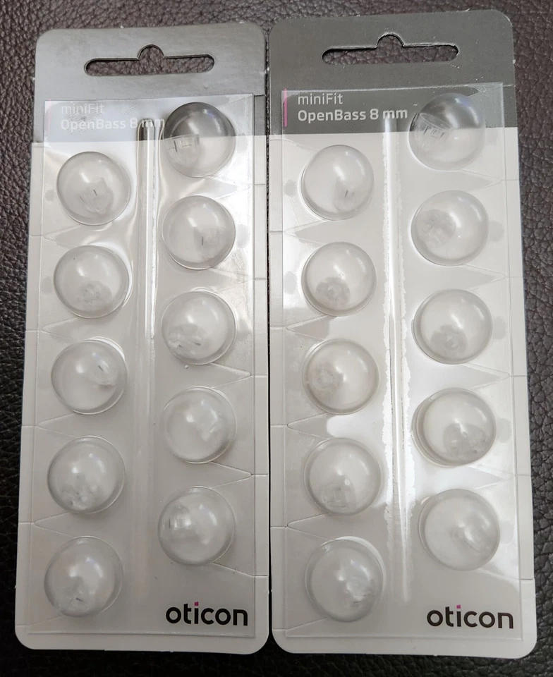Paquete de 2 cúpulas Oticon miniFit (OpenBass 8 mm) - 20 cúpulas / vendedor de EE. UU. - envío rápido Foto 1 de 3