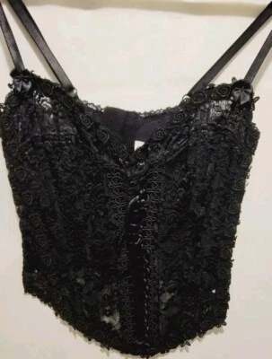 Corsé Bustier de encaje negro para mujer Shirley Of Hollywood 34 M bruja gótica coqueta  Foto 1 de 4