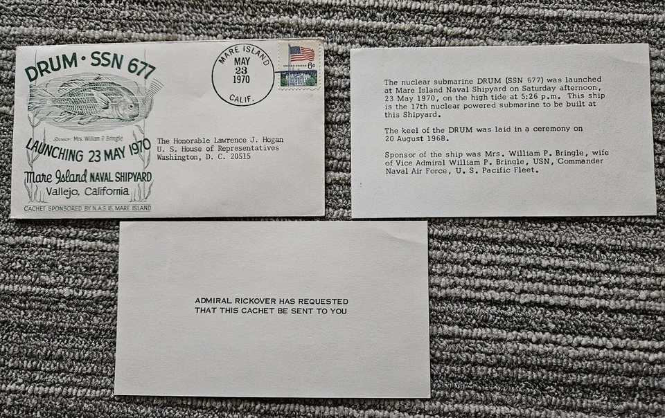Launching DRUM SSN677 1970 Cover Sent To U.S. House Of Representatives - Image 1 of 4