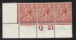 GV - SG362 Sorte N18(11) 1 1/2d BRT gelb braun Control Q21(p) Streifen x 3. MNH - Bild 1 von 1