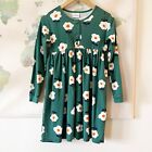 Hanna Andersson Dress Size 10 140cm Green Floral Snails Long Sleeve Cotton