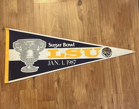 LSU Tigers Vintage 1987 Sugar Bowl Felt 30” Football Pennant Flag FOLDED Cover