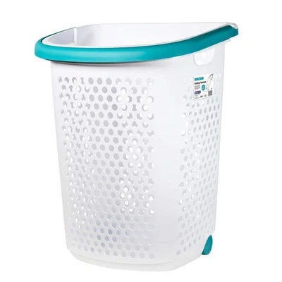 Rolling Laundry Hamper Mobile Storage Basket W/ Pop-up Handle 2 Bushel New - Image 1 of 4