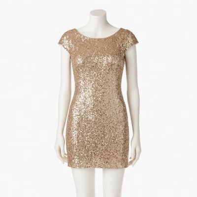 Vestido Casa Blanca Mercado Negro Para Mujer M Lentejuelas Doradas Brillante Fiesta de Vacaciones Foto 1 de 4