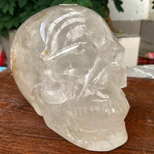 23.1LB Top Natural Transparente Cuarzo Energía Calavera Tallado a Mano Cristal Reiki Curación - Imagen 1 de 5