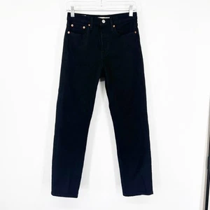 Jeans Levi's taglia 25 zeppa dritta nero con bottoni a mosca - Foto 1 di 9