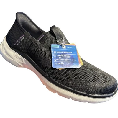 Zapatilla deportiva para mujer Skechers manos libres sin cordones Go Walk, negra/lavanda, 8 Foto 1 de 4