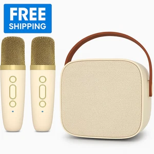 Mini Karaoke Maschine mit 2 kabellosen Mikrofonen & tragbarem Bluetooth Lautsprecher - Bild 1 von 6