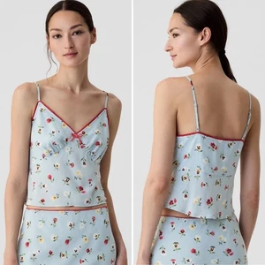 Neu mit Etikett Gap x Doen kurz geschnittenes geblümtes Camisole-Top SMALL hellblau verstellbare Träger - Bild 1 von 17