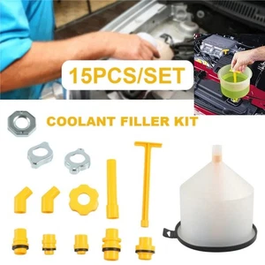 15 Pcs Spill Proof Radiator Coolant Filling Funnel Kit Car Fluid Cooling System✨ - Foto 1 di 12