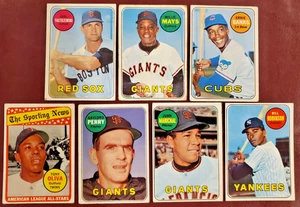 1969 Topps HOF Lot (7) Mays Yaz Banks Oliva Perry Marichal! NICE! SEE! L/M Grade - Picture 1 of 2