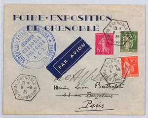 FRANCE Grenoble Aerodrome Trade Fair Air Mail Cover 1935 {samwells-covers}YZ315 - Picture 1 of 12