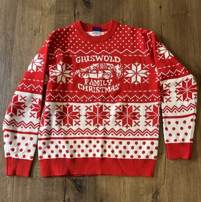 Suéter National Lampoon Adulto L Griswold Familia Navidad Rojo Blanco Copos de Nieve Foto 1 de 4
