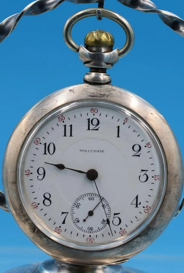 WALTHAM STERLING SILVER POCKET WATCH - 18 SIZE - 17 JEWELS - RUNS - Image 1 of 1
