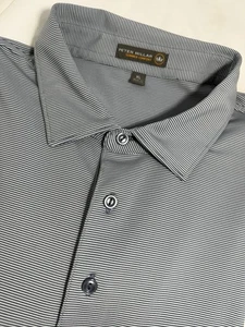 Peter Millar Polo Shirt Mens XL Striped Summer Comfort Golf Gray/Blue - Picture 1 of 8