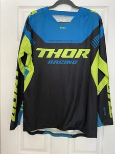 Camisa Top THOR Jersey Motor Cross Original Racewear Pequeña Amarillo Azul Negro - Imagen 1 de 7