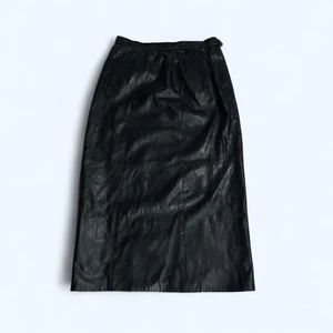 Italian Classic Ankle / Calf Black Skirt 100% Genuine Leather UK 12 US 8 - Picture 1 of 14