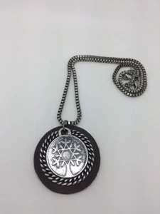 Antique Silver Plated  Leather Three Of Life With Star Of David Jerusalem Cameo - Picture 1 of 6