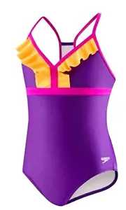 Costume da bagno Speedo bambina pezzo unico sportivo schiena con volant taglia 14 NUOVO - Foto 1 di 2