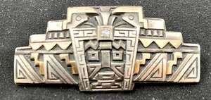 VINTAGE INCA PERUVIAN ANDEAN STYLE SILVER & GOLD BROOCH PIN 2.3" Excellent - Picture 1 of 4