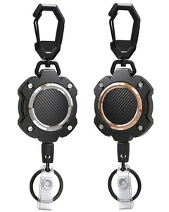 2 Pack Retractable Keychain, Heavy Duty Carabiner Key Chains, 10,000+ Rebound... - Picture 1 of 6