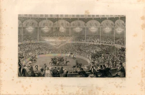 Gravure Eugène Lami/Allen. 1840. Paris. Intérieur de cirque - Imagen 1 de 1