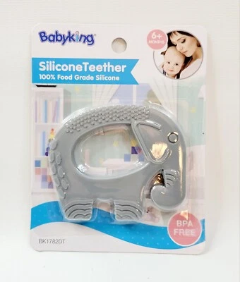 Juguete de silicona mordedor de elefante gris BabyKing 6+ meses sin BPA BK1782DT nuevo Foto 1 de 4
