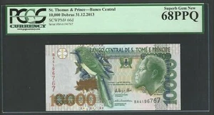 Saint Thomas & Prince 10000 Dobras 31-12-2013 P66d Uncirculated Graded 68 - Picture 1 of 2