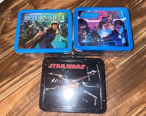 NUMBERED SET OF 3 STAR WARS LUNCH BOXES HALLMARK SCHOOL DAYS MINT CONDITION - Picture 1 of 3