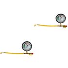 2 PCS Checklist Brass Nitrogen Pressure Gauge Air Conditioning Manometer