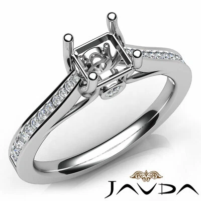 Channel Bezel Asscher Diamond Semi Mount Engagement Trellis Setting Ring 0.30Ct. - Image 1 of 4