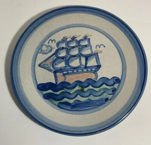 MA Hadley Pottery 11" Dinner Plate "Ship and Whale" Clipper Ship #1 - Picture 1 of 2
