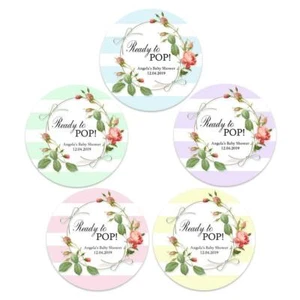 PEGATINAS REDONDAS PERSONALIZADAS BABY SHOWER ETIQUETAS LISTAS PARA ESTALLAR FIESTA FLORAL - Imagen 1 de 11