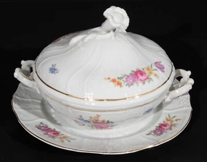 Bernadotte 2-Handled Covered Serving Dish Floral RGK Czechoslovakia 1928-1938 - Picture 1 of 11