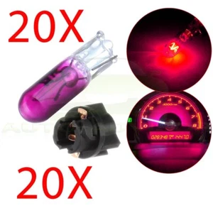 20pcs T5 74 Halogen Bulbs Dashboard Light W/Twist Socket Pink/Purple For Subaru - Picture 1 of 8