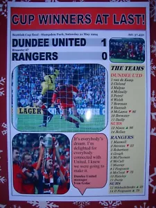 Dundee United 1 Rangers 0 - finale Coppa di Scozia 1994 - stampa ricordo - Foto 1 di 1