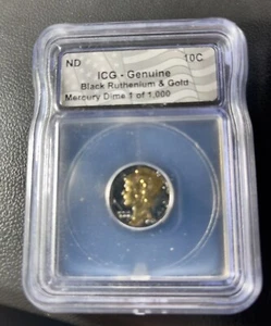 *LIMITED-EDITION 1 of 1000* 1943 Mercury Dime 10C Black Ruthenium & Gold ICG - Picture 1 of 2