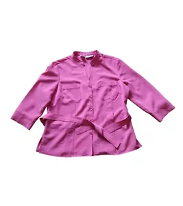 Blusa elástica para mujer Kathy Che rosa con botones manga 3/4 con cinturón talla L - Imagen 1 de 7