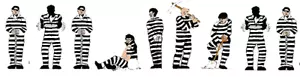 Model Power N Prisoners pkg(9) Black & White-Striped Uniforms 1376 - Picture 1 of 1