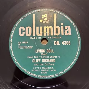 Cliff Richard & The Shadows Living Doll / Apron Strings Columbia 78 Record (V+) - Picture 1 of 6