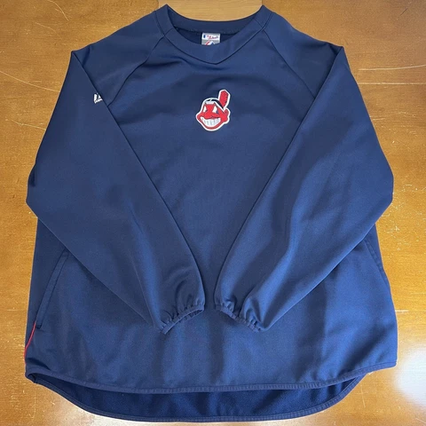 Cleveland Indians Sweatshirt Mens 2XL Blue Therma Base Long Sleeve Pullover MLB Cover