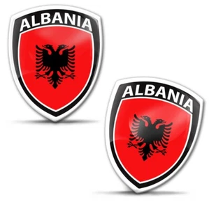 2 x 3D Silikon Auto Aufkleber Motorrad Fahrrad Helm Laptop Albanien Flagge Fahne - Bild 1 von 9