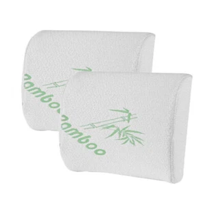 Bamboo Back Support Pillow Elastic Strap Memory Foam Cushion Car Seat & Chair - Picture 1 of 7