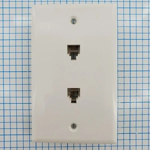 Conector telefónico dúplex blanco Leviton 2 puertos 1 velocidad cubierta de placa de pared PN 40244-00W - Imagen 1 de 3