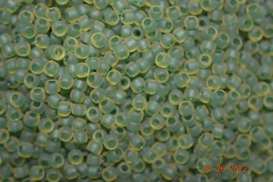 Toho Seed Beads - 8/0 - Inside Frosted Jonquil/Emerald Lined - Picture 1 of 1