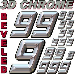 (9's) 3-D CHROME BEVELED NUMBERS Decal Sticker Sheet 1/8-1/10-1/12 RC Model3 - Picture 1 of 8